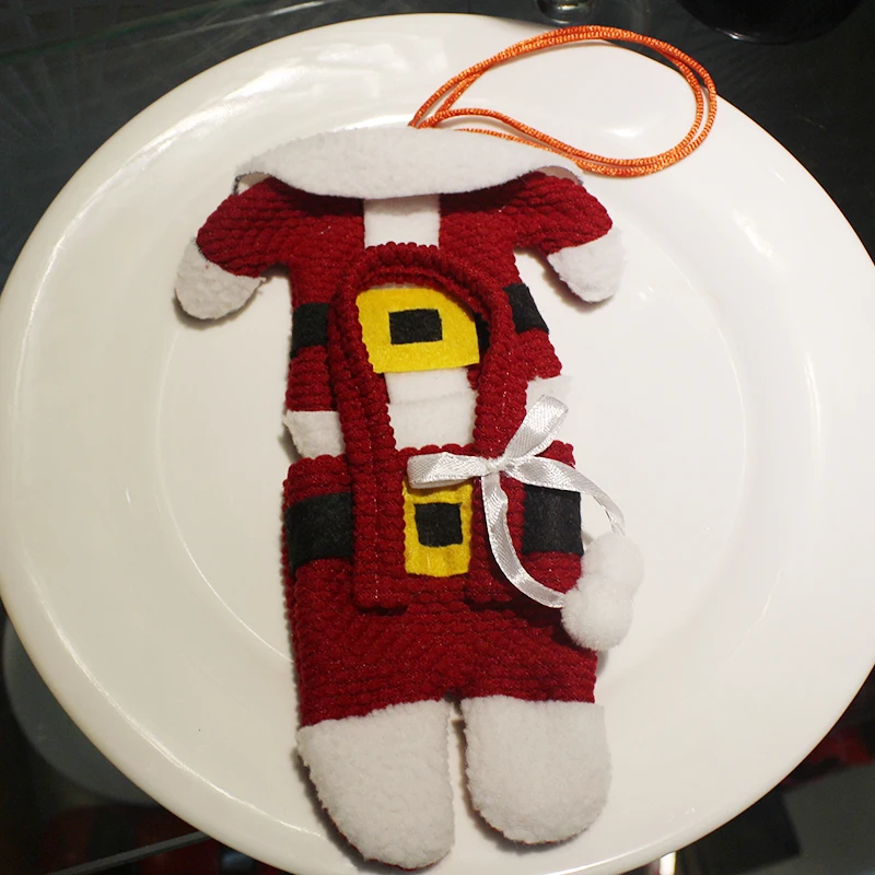 Рождественский костюм Санты украшение стола нож и чехол для вилок Набор