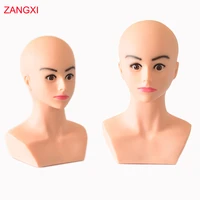 high grade soft dolls head bald manikin head for wig making hat display maniquin head wig holder mannequin head with shoulder