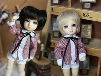 

BJD doll colthes white red Lotus leaf collar classic shirt with black ribbon for 1/6 BJD YOSD doll clothes accessories