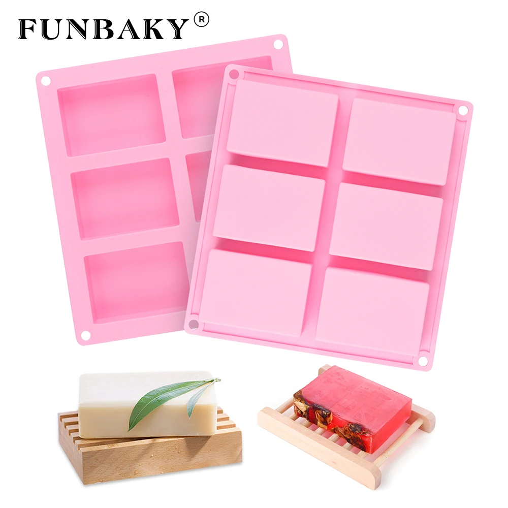 FUNBAKY 3D силиконовые формы для мыла ручной работы прямоугольники изготовления 6