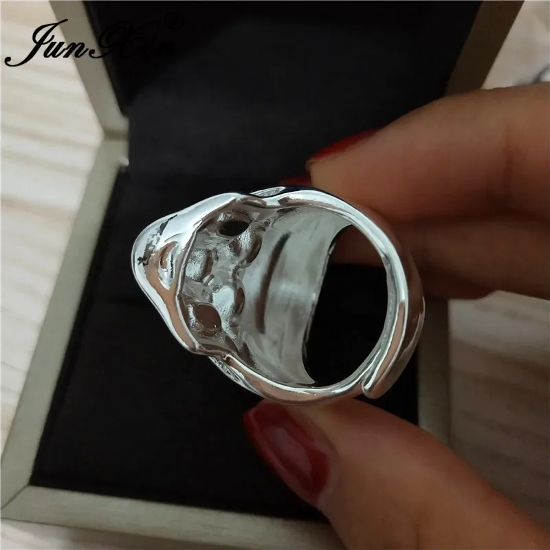 ROXI панк старинное Белое золото кольца в виде черепа для Для мужчин женщин Мужчин