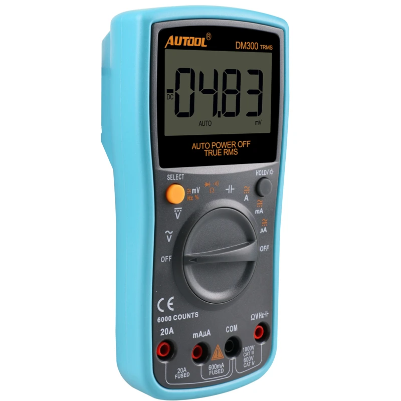 AUTOOL DM300 AC DC Цифровой мультиметр 6000 отсчетов большой ЖК-экран низкого напряжения