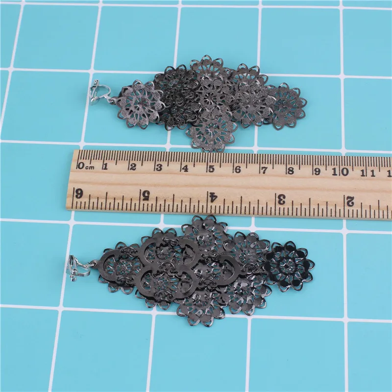 Женские серьги клипсы с подсолнухом GRACE JUN большие в форме подсолнуха новом стиле