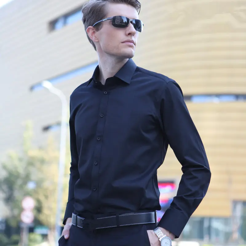 2019 однотонные мужские рубашки с длинным рукавом повседневные хлопковые для