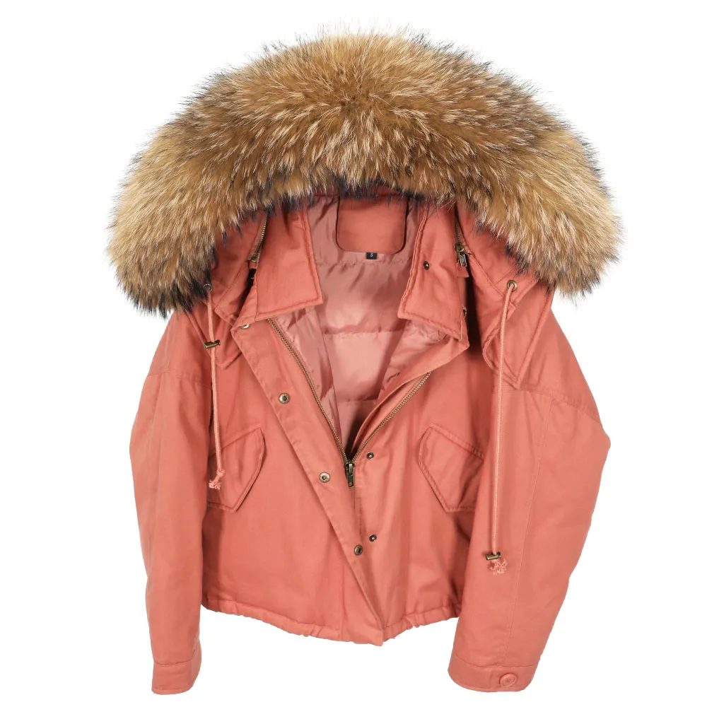 Женский пуховик с капюшоном теплая Парковая куртка воротником из натурального