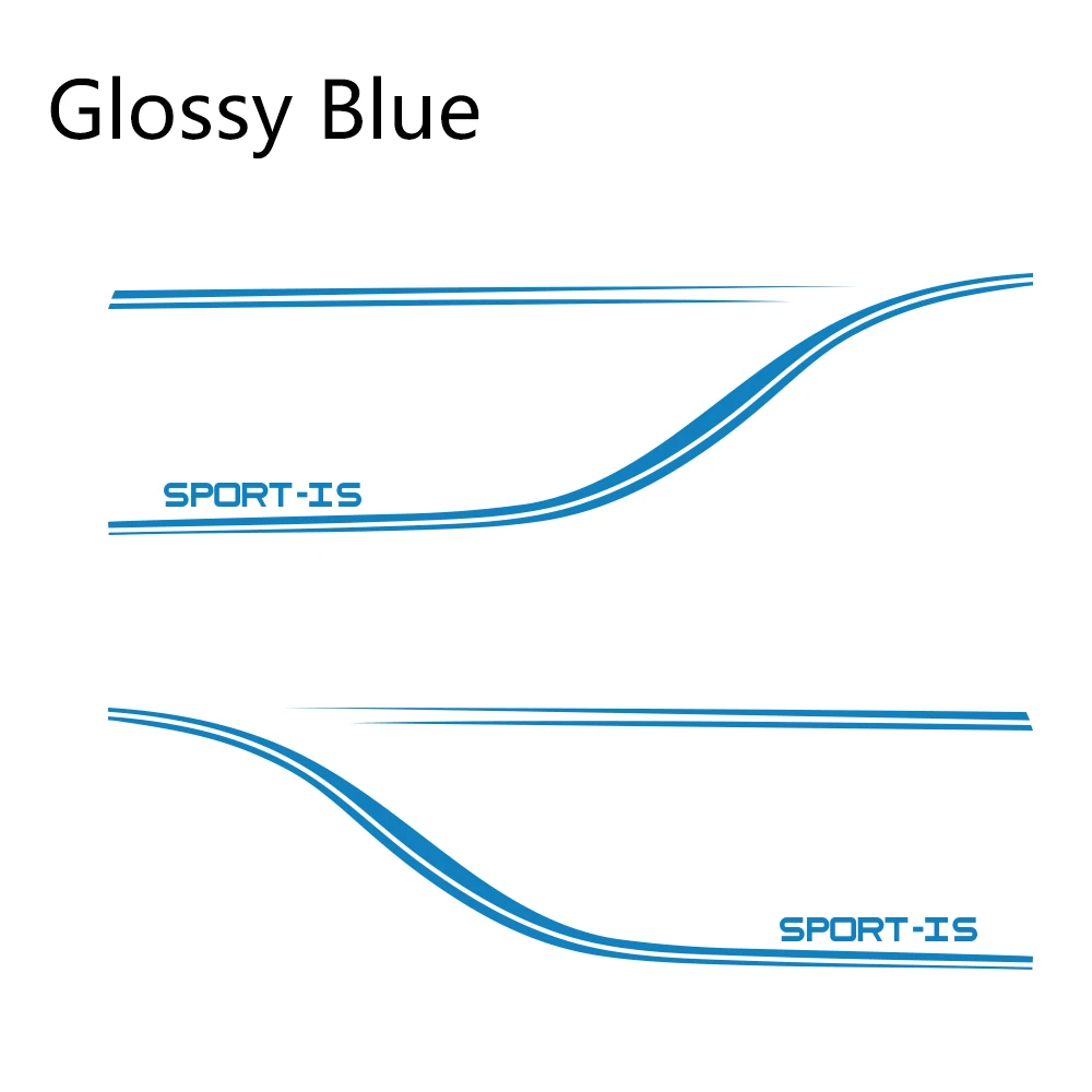 Glossy Blue 2 шт. автомобильные наклейки боковые полосы авто виниловые наклейки для Lexus IS250 RX300 UX Спортивное украшение Стайлинг Тюнинг автомобиля аксессуары - Название цвета: Glossy Blue