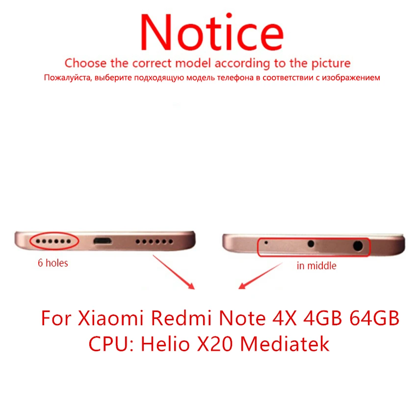 Оригинал для Xiaomi Redmi Note 4X MTK задняя батарея металлическая крышка 4X4 GB 64GB Mediatek дверь