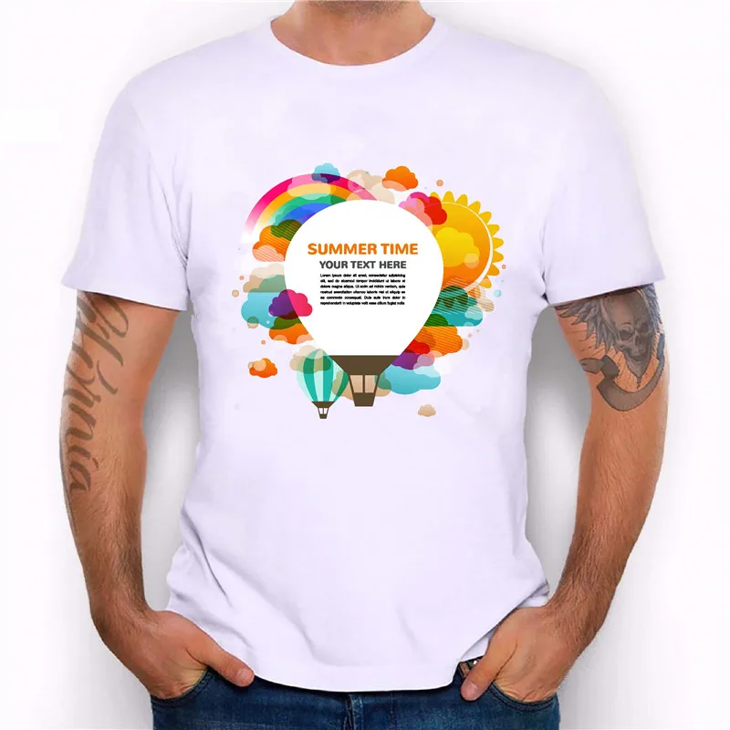 Мужские Футболки Мода 2017 Аниме воздушный шар печать футболка Для Мужчин и Женщин