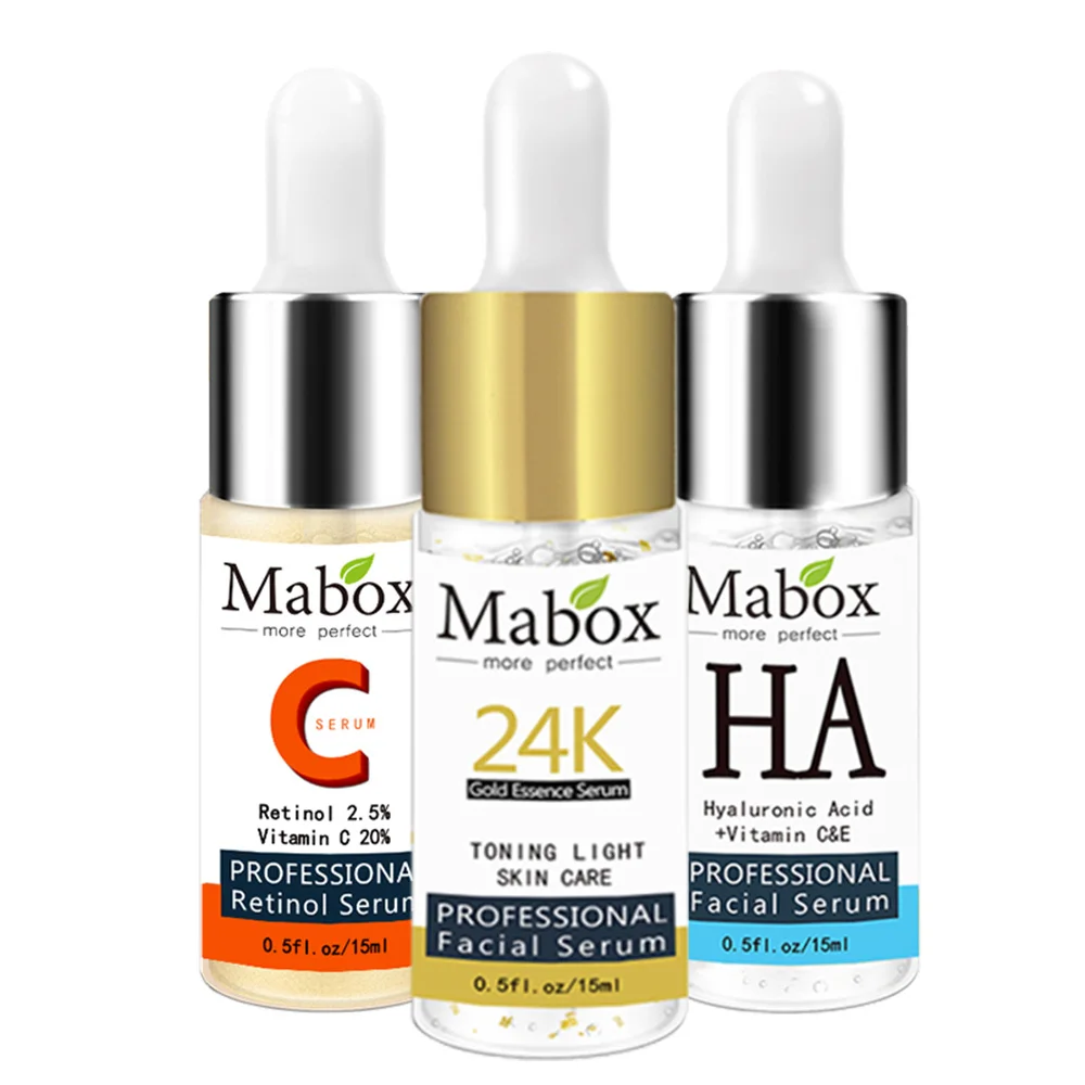 45ml Mabox Сыворотка для лица с ретинолом+ шесть сыворотка с пептидами для лица 24K золото+ Гиалуроновая кислота Сыворотка увлажняющая уход за кожей отбеливающая антивинг - Вес нетто: 45ml