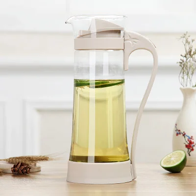 1.2L beige Новинка, 1200 мл, скандинавский сок, цветок, очки, чайник, большая розетка, кувшин для горячей и холодной воды, Термостойкое прозрачное ситечко, капельная чашка - Цвет: 1.2L beige