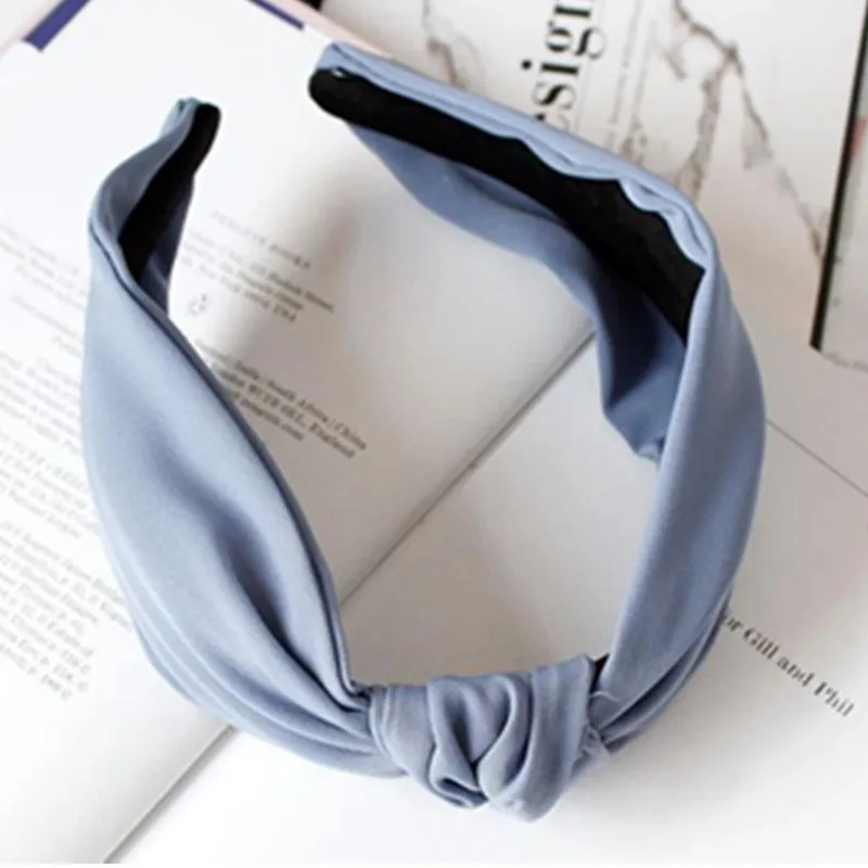 Ободок для волос Женский тканевый широкий двухслойный обруч с узлом оголовье