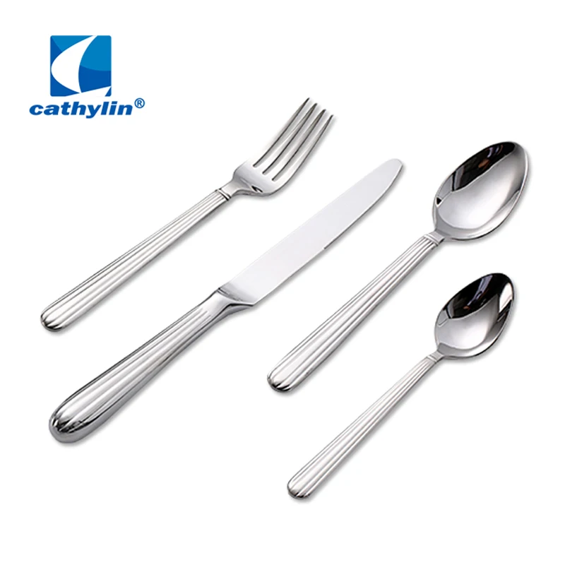 Silver CATHYLIN столовые приборы набор из 5 предметов 18/10 нержавеющая сталь классический Посудомоечная машина зеркало безопасности полировка столовые приборы набор посуды ST0058 - Цвет: Silver