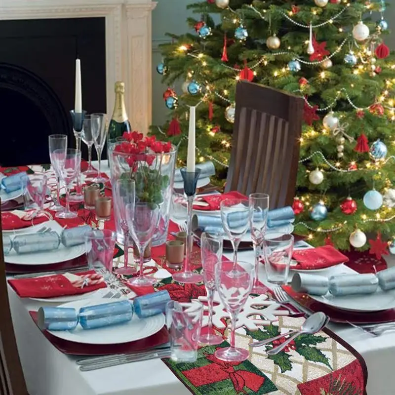 Рождественские декоративные Настольная дорожка скатерти вечерние украшения обеденный Настольная дорожка рождественские украшения для дома