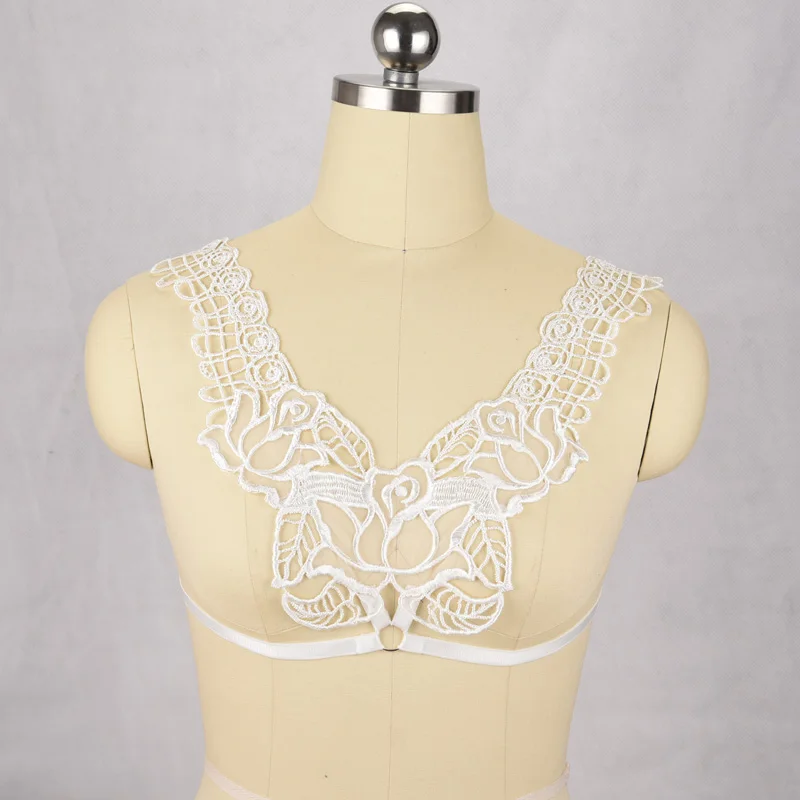 Сексуальный кружевной комплект белый/черный бюстгальтер с открытой грудью +