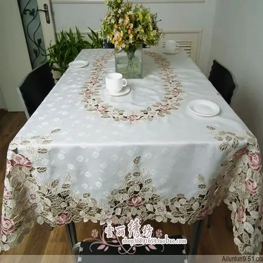 Красивая рустикальная модная ткань с вышивкой обеденный стол скатерть вырезом