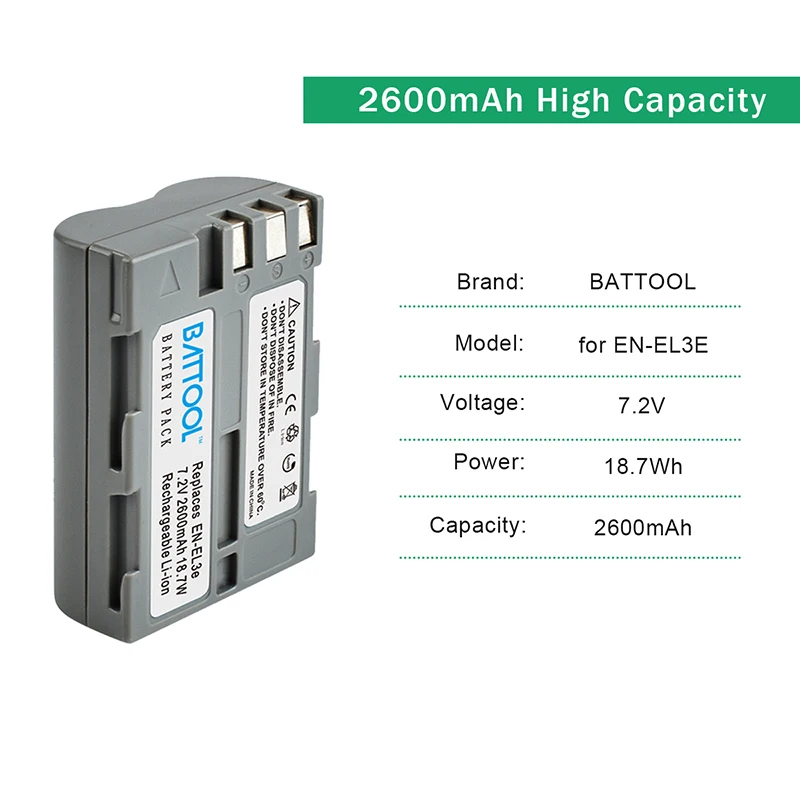 Batcool 7.2в батареи + LCD двойное зарядное устройство EN EL3e EL3a ENEL3e для Nikon D300S D300 D100 D200 D700