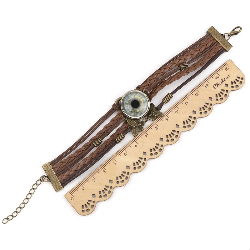 Личный коричневый браслет из искусственной кожи цветной для учеников рок