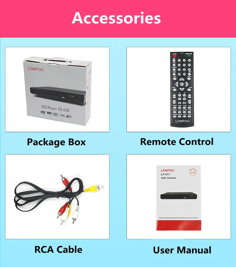LONPOO дешевый мини пластиковый DVD плеер без региона USB RCA dvd-плеер многоязычный DVD плеер DIVX MPEG4 DVD CD RW MP3