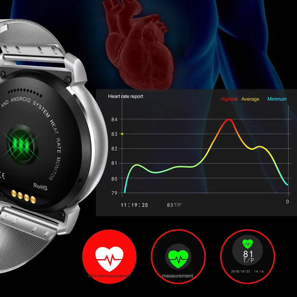 Умный Браслет K88H Plus с Bluetooth 4 0 водонепроницаемые умные часы мониторинг сердечного