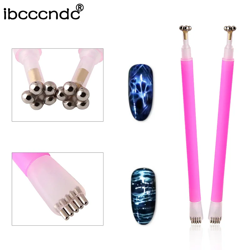 Кошачьи Глаза двуглавый магнит для маникюра палка ногтей Гель лак 3D линия полосы