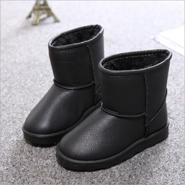 GARYDUCK 2017 Winter Children Shoes PU Leather Waterproof Boots Natural Fiber Slip Kids Snow Brand Girls Boys Rubber | Мать и ребенок