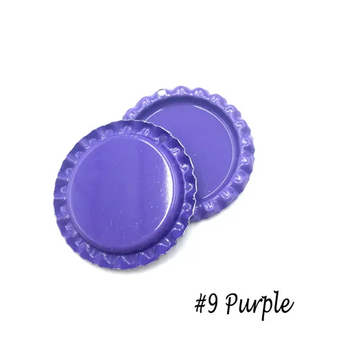 9-Purple 100 шт./лот высокое качество обе стороны цветные Приплюснутые крышки для бутылок с отверстием плоские крышки для бутылок Diy ремесла и ювелирные аксессуары - Цвет: 9-Purple