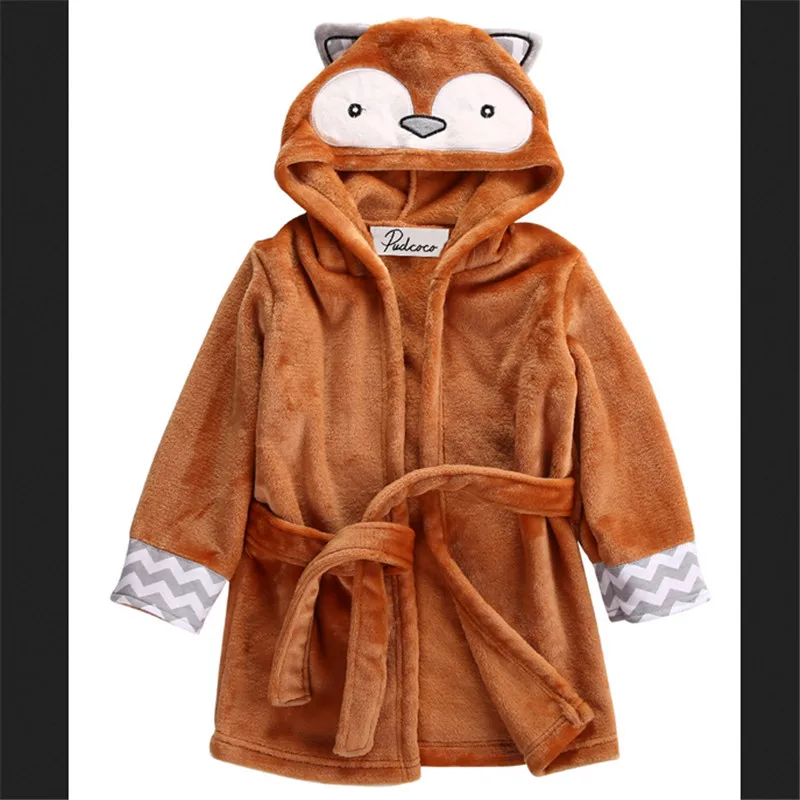 Пижама для новорожденных Халат с капюшоном и мультяшным рисунком Детская