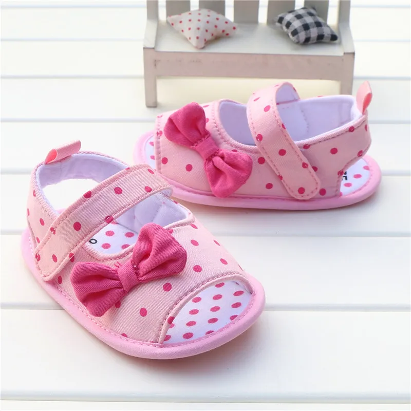 2017 г. Сандалии для маленьких девочек обувь с бантом в горошек синие джинсы летняя