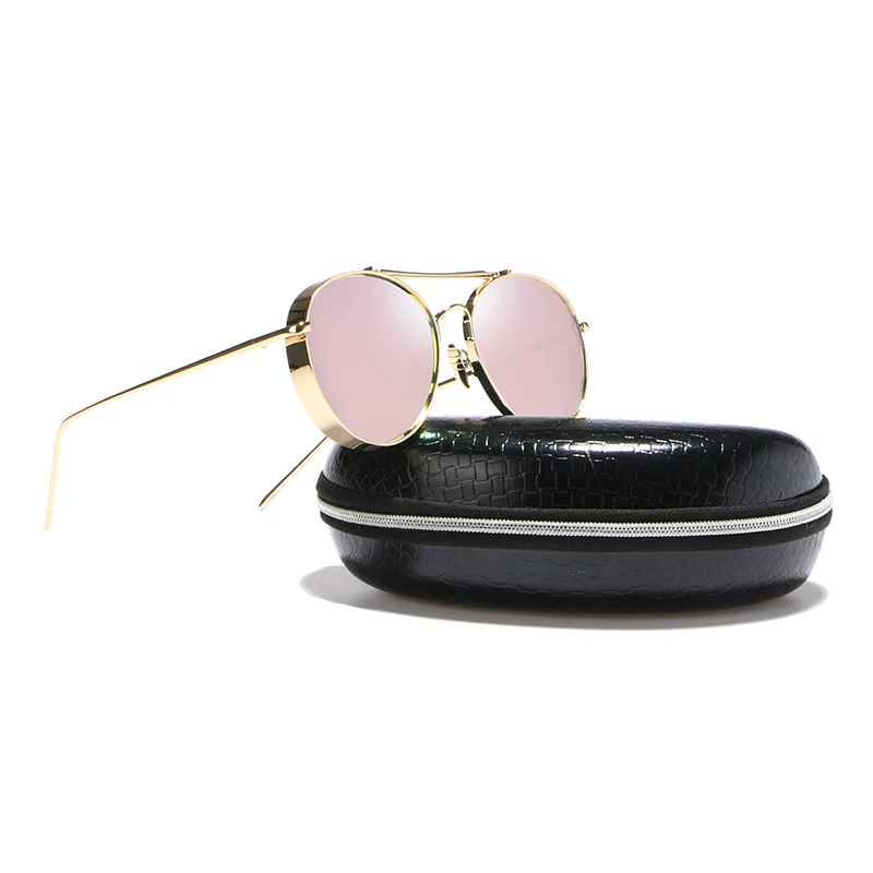 Розовые очки для женщин UV400 оттенков золотого дамы женские металлический каркас