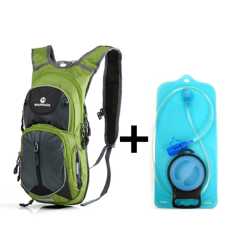 Green and 2L Bags Maleroads 10л велосипедный рюкзак гидратационная сумка для воды велосипедный рюкзак для велоспорта походная сумка для мужчин и женщин - Цвет: Green and 2L Bags