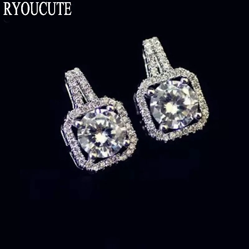 Женские серьги из серебра с квадратным фианитом | Украшения и аксессуары