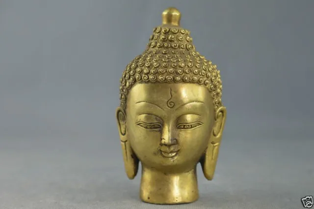 

Elaborate Chinese Handwork Copper Carving Wonderful Buddha Head Buddhism Exorcism Statue