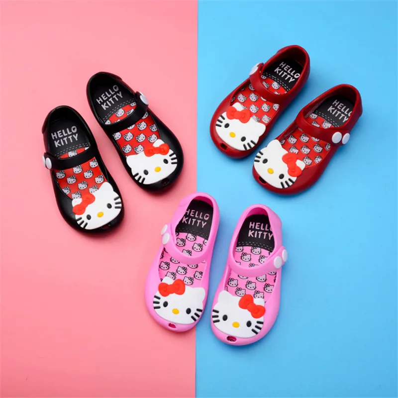 Melissa/3 цвета прозрачные сандалии с рисунком Hello kitty Новинка 2018 года мини Melissa для