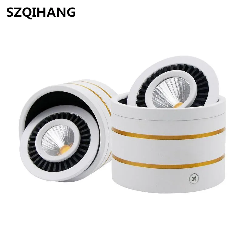 Dimmable Led COB Ceiling Spot light 5W 7W 10W 15W 360 degree rotating Surface mounted LED Downlight