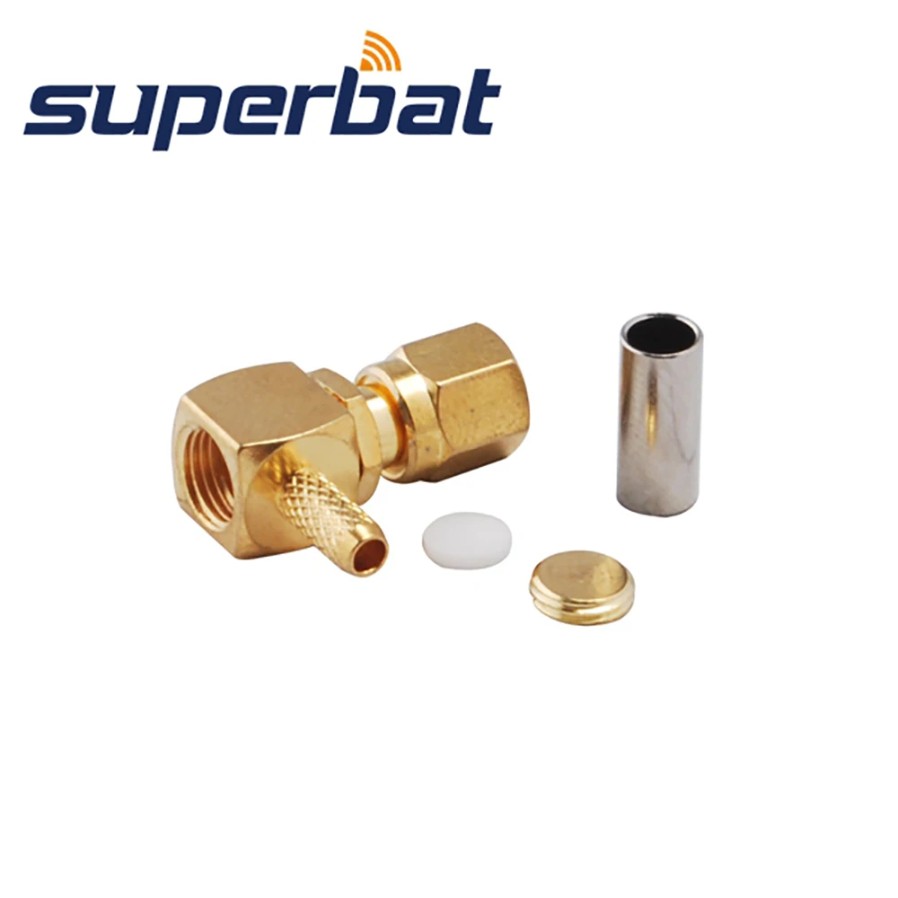 Superbat SMC Male Right Angle Crimp RF Coaxial Connector for LMR100 RG316 RG174 Cable
