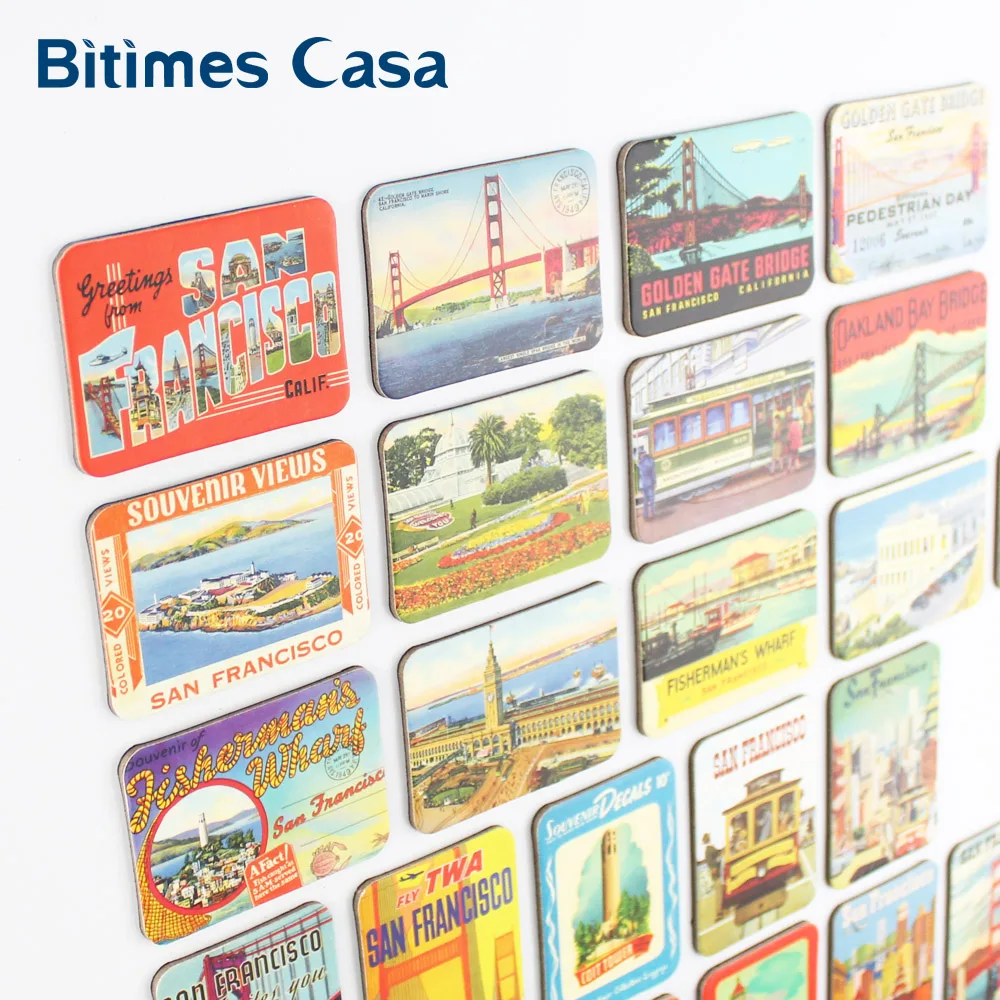 Bitimes 24 шт Сан-Франсиско живописный холодильник набор магнитов сувенир Золотые ворота мост домашний декор магнитные наклейки
