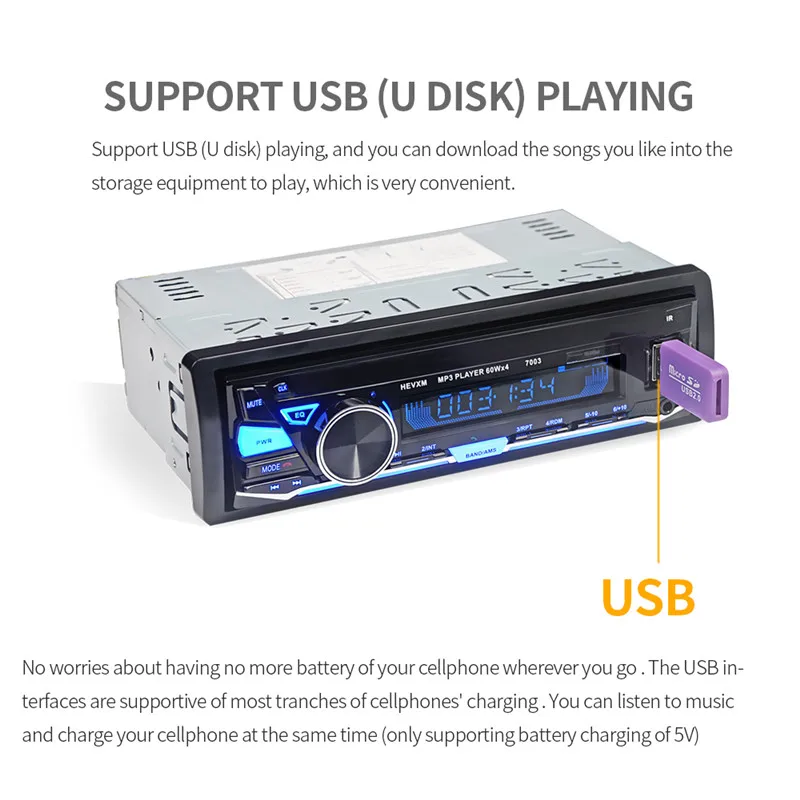Автомобильный радиоприемник 12 В Bluetooth авто стерео аудио плеер AUX IN FM MP3 USB
