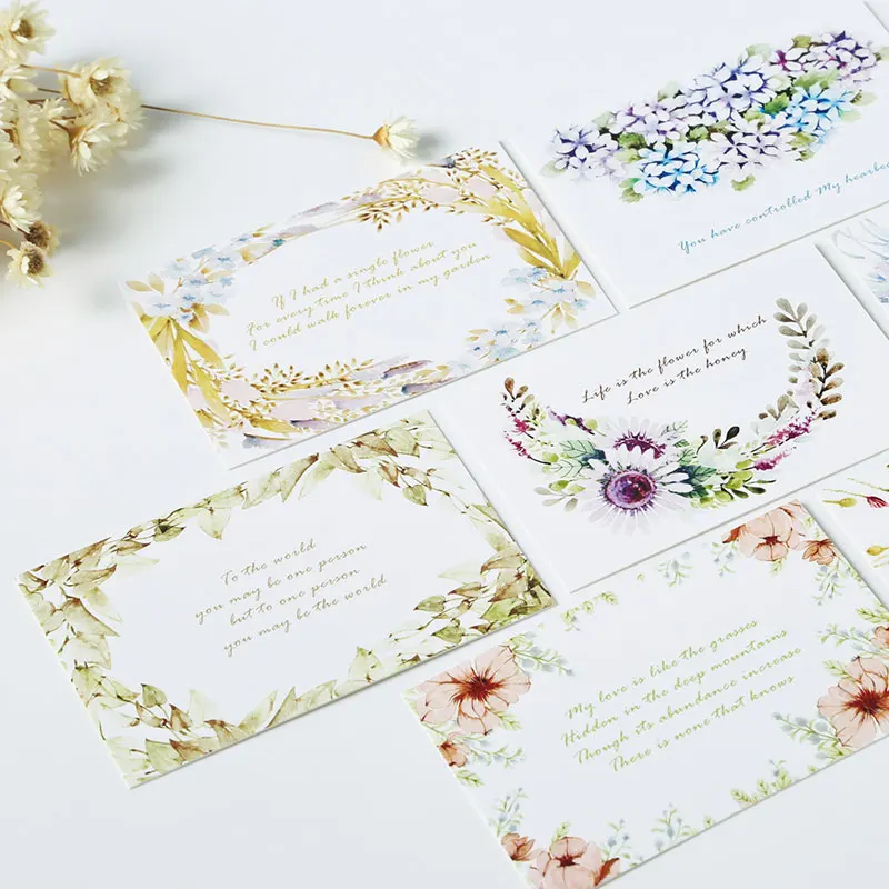 28 шт./кор. элегантные креативные маленькие открытки цветущие цветы универсальная