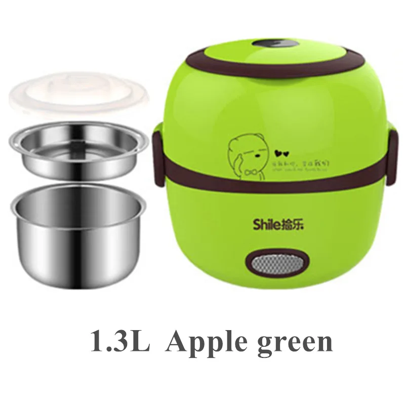 Apple green Нагревательный Ланч-бокс из нержавеющей стали, подогреваемый контейнер для еды с отделениями, термо-контейнер для еды для детей - Цвет: Apple green