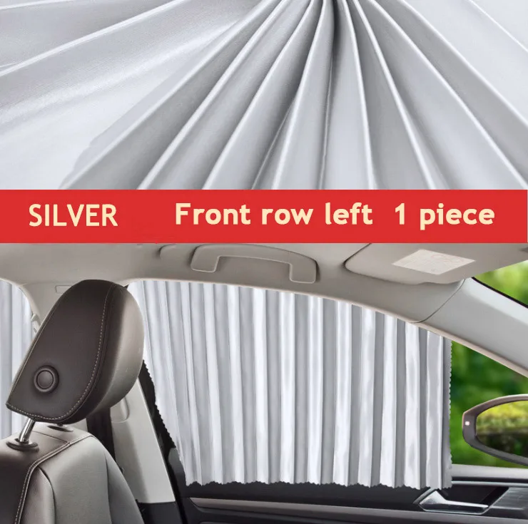 Silver-FrontRow-Left Автомобильная шторка для окна, боковая шторка, универсальная Магнитная Автомобильная крышка, Солнцезащитная шторка для окна для детей - Цвет: Silver-FrontRow-Left