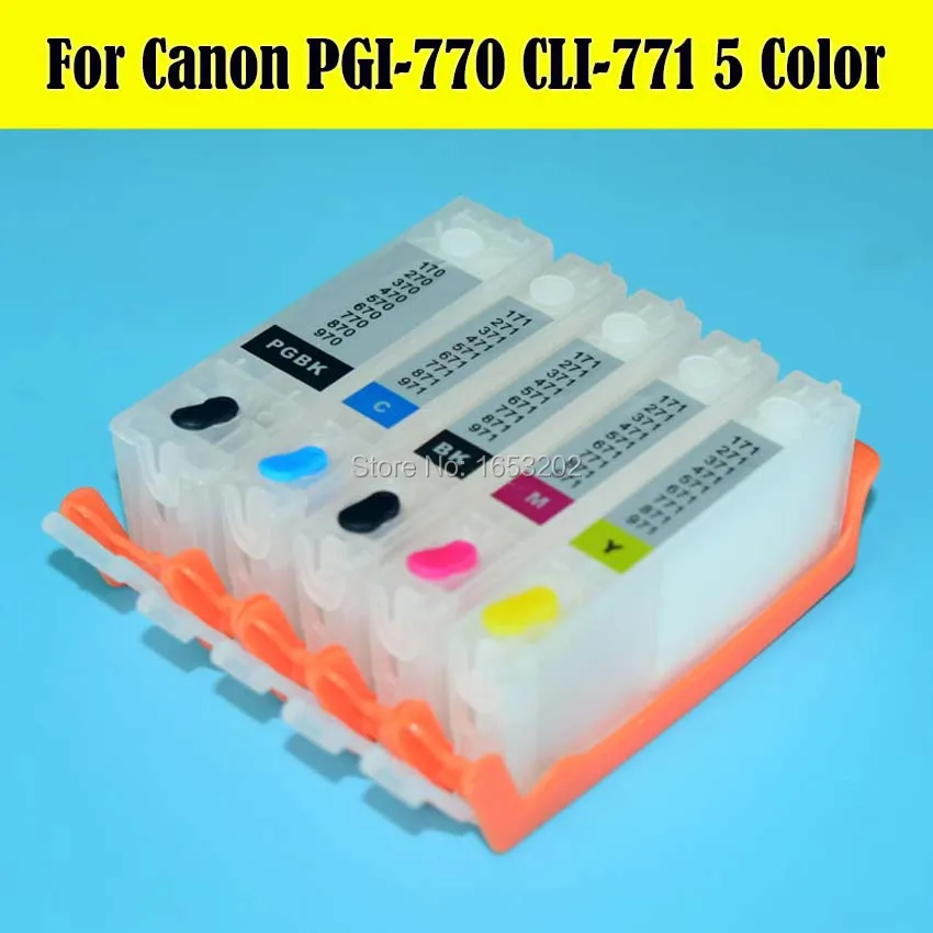 5 цветов/комплект для Canon PGI-770 CLI-771 чернильный картридж PIXMA MG5770 MG6870 принтер с