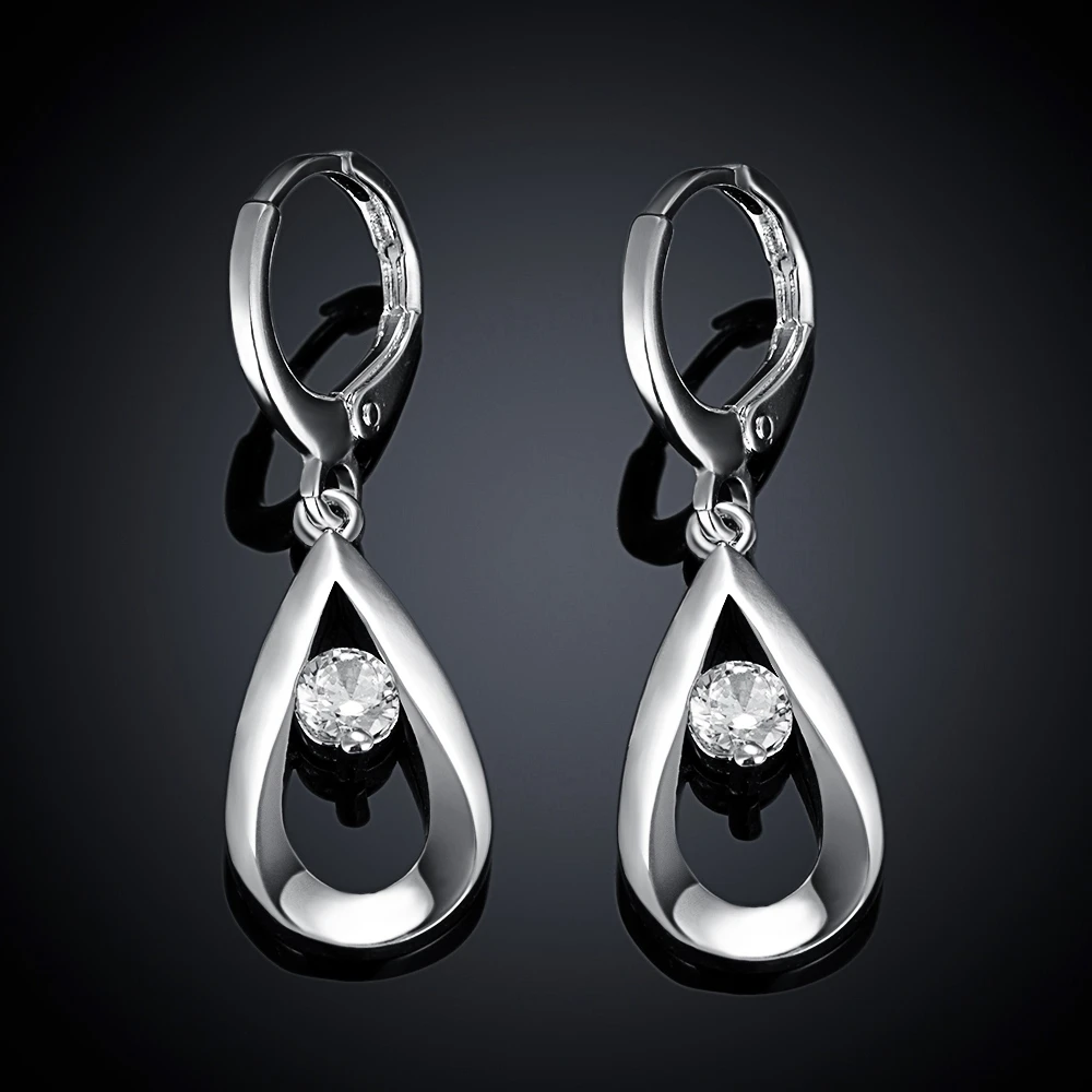 Серьги женские из серебра 925 пробы с фианитом|Серьги-подвески| |