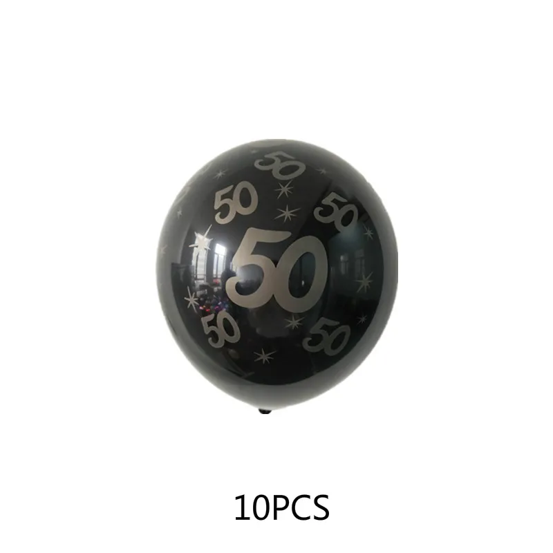 10bk50 12 шт. золотистый и черный с днем рождения воздушные шары-фигурки 0-9 Фольга воздушные шары 10 20 30 40 50 60 70, 80, 90 лет День рождения расходные материалы - Цвет: 10bk50