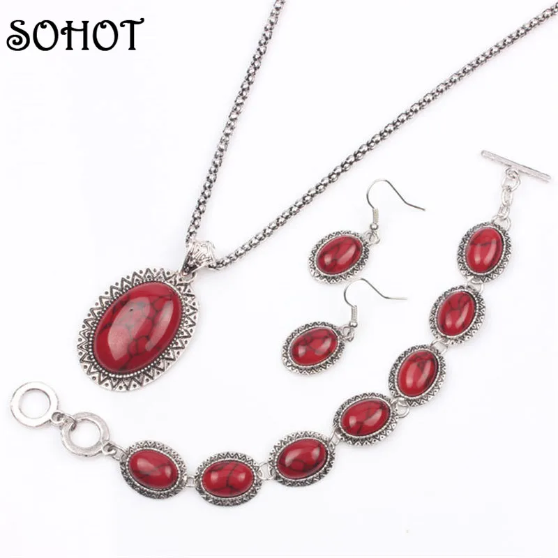 SOHOT женский аксессуар Тибетский серебристый цвет металлическая цепочка красные