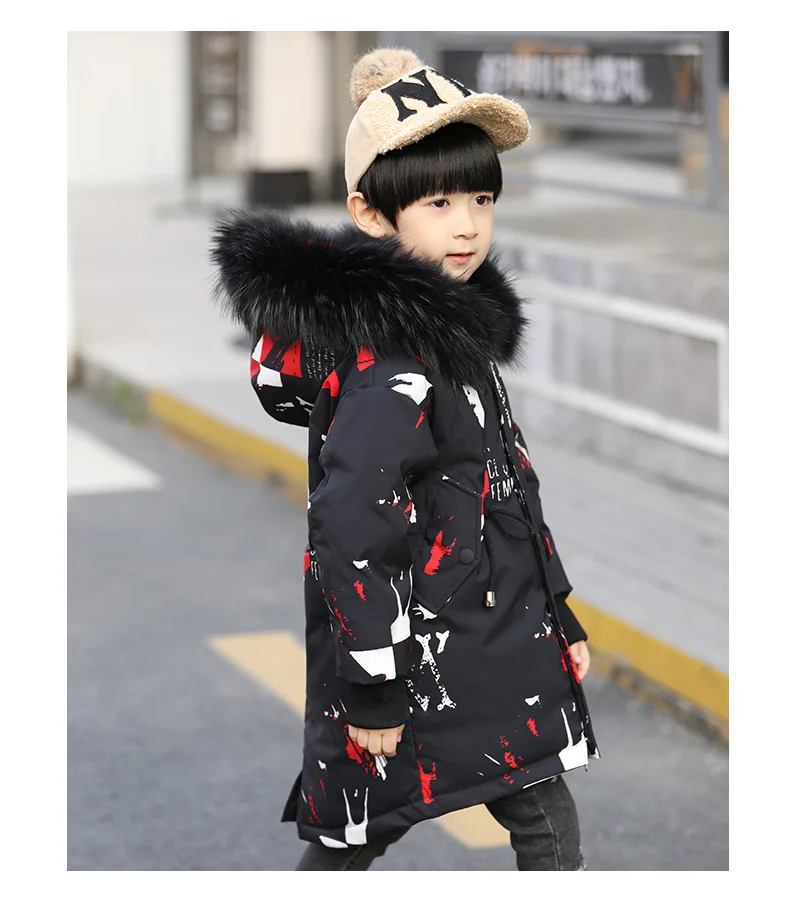 Детский пуховик для мальчиков длинное пальто 2019 г. Новая зимняя детская