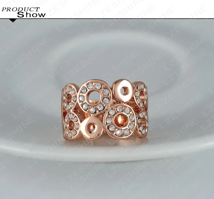 LZESHINE Заводская цена кольца розовое золото цвет Австрийский Кристалл SWA Элемент