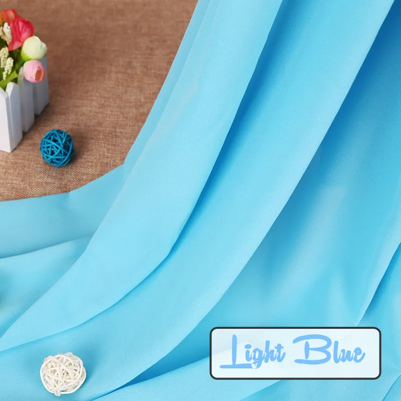 Light Blue Перламутровая шифоновая ткань для одежды, летняя, не провисающая, плотная, белая, черная, одноцветная ткань, 100D - Цвет: Light Blue