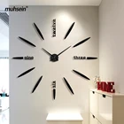 Настенные часы с акриловой стрелкой, большие размеры, бесшумные кварцевые часы, 3D Наклейка на стену для самостоятельной сборки, часы для офиса, дома, гостиной