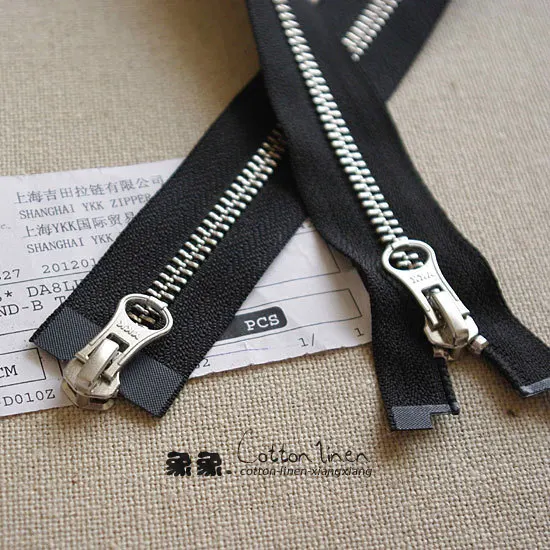 

70 ~ 100cm 5 # YKK bright silver long section of double-headed metal zipper garment leather garment accessories accessories