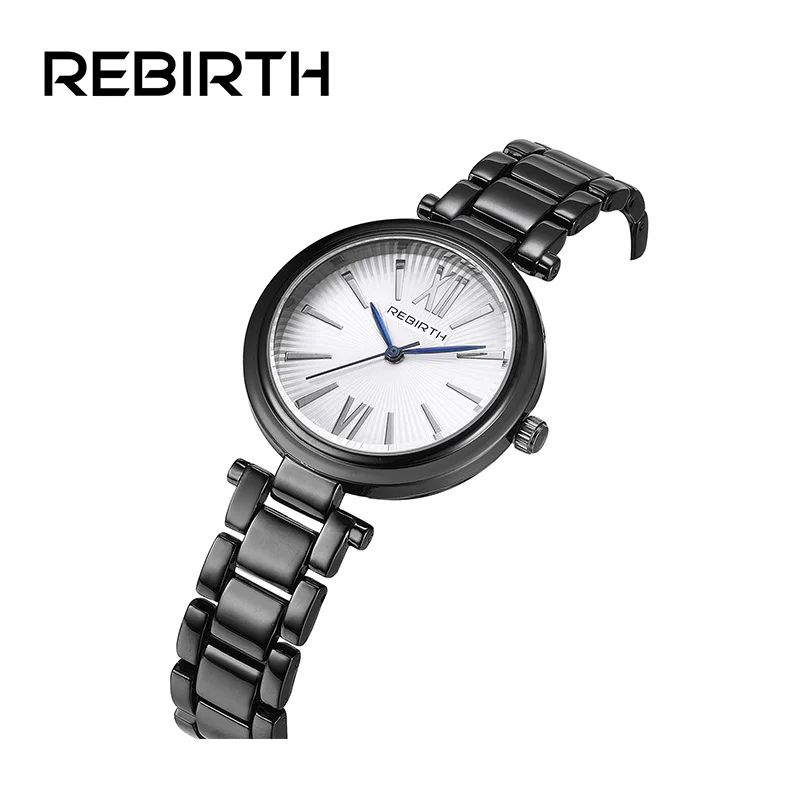 Часы REBIRTH женские кварцевые Роскошные водонепроницаемые наручные чёрные |